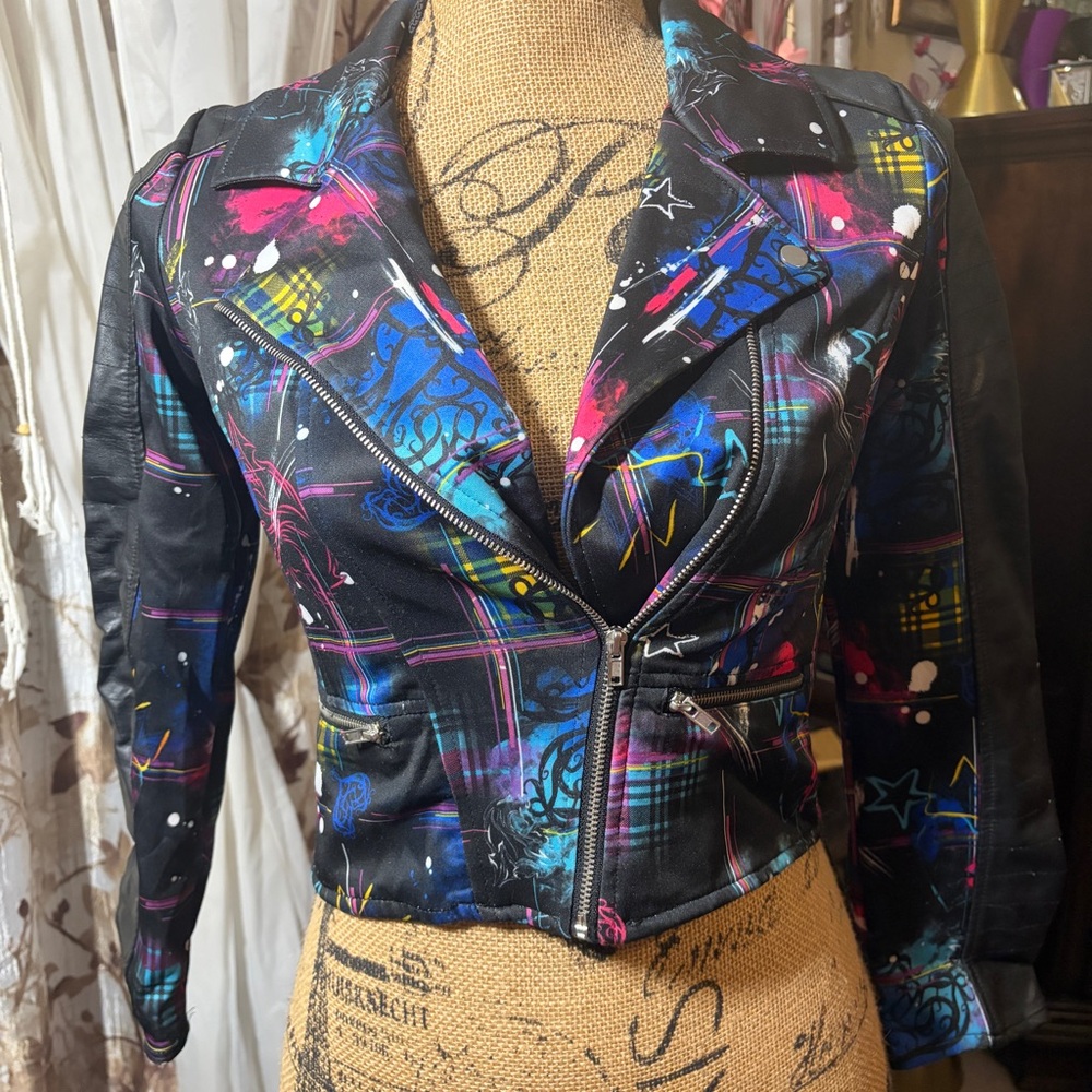 Disney Black and Blue Kids Leather Jacket